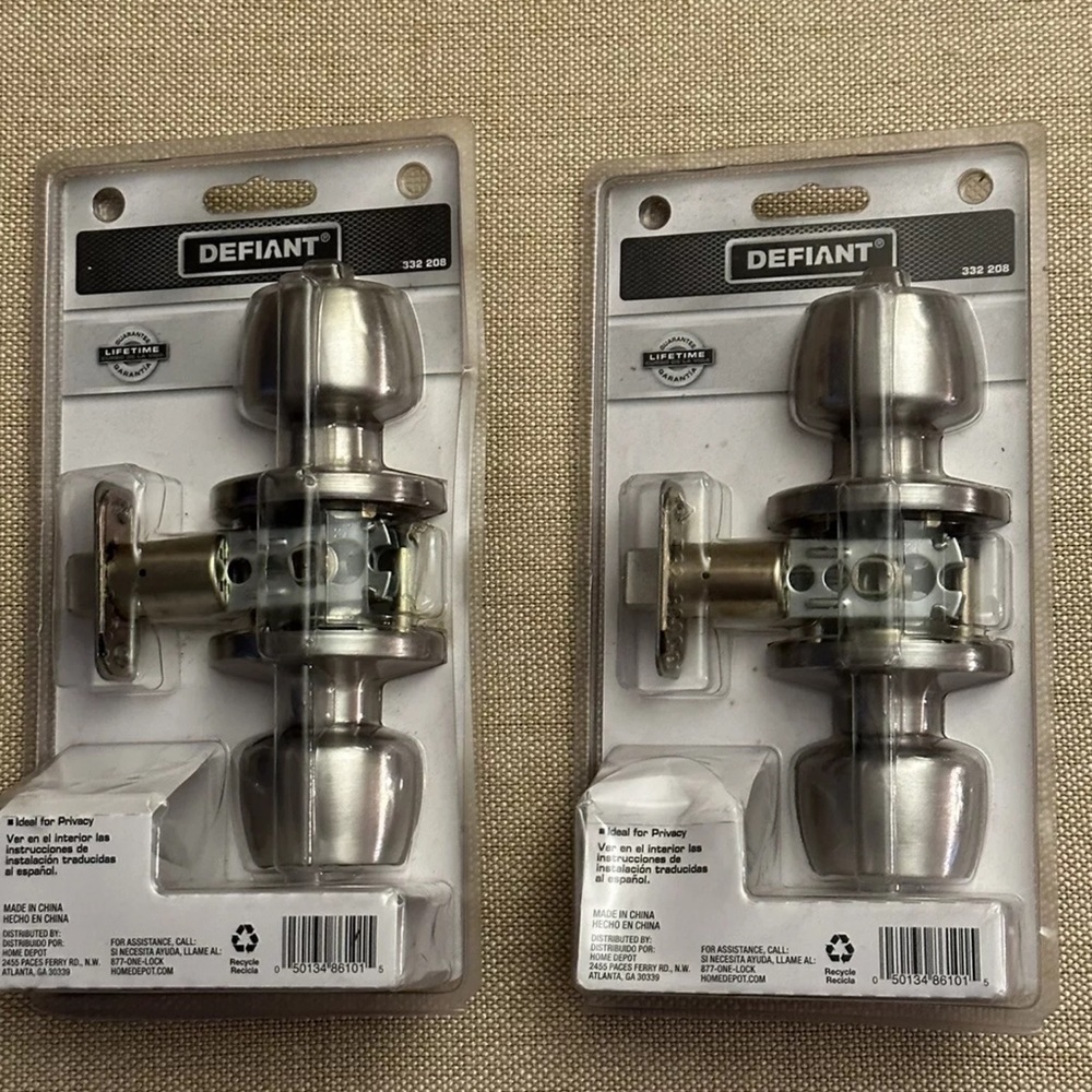 2 Packs - Defiant Brandywine Stainless Steel Bed And Bath Door Knob - 332-208 - Picture 2 of 4